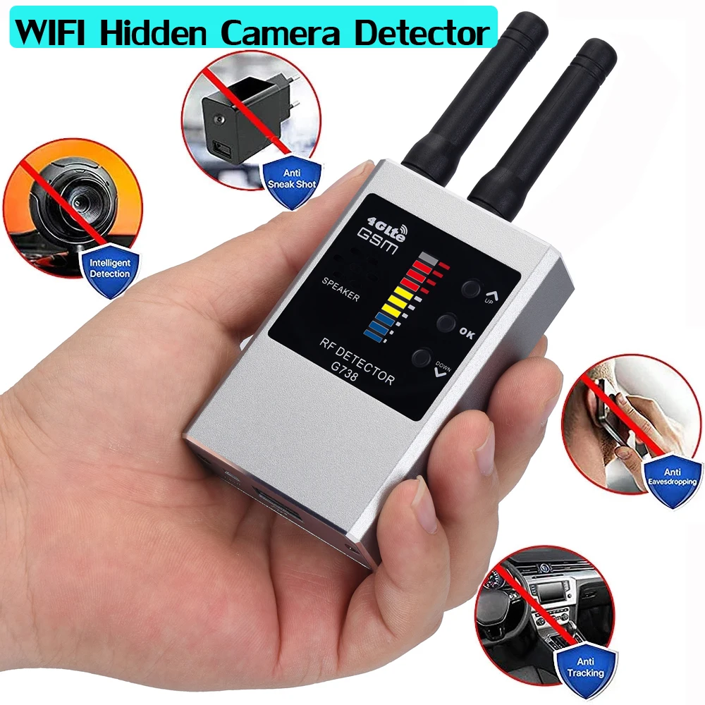 Portable Anti spy Hidden Camera Detector GPS Tracker GSM Bug Wifi Signal Finder Mobile Phones Bathrooms Cam Spy Gadgets Detect