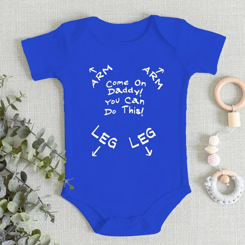 "Come One Daddy You Can Do This" Letter Pattern Newborn Bodysuits Autumn New Short Sleeve Baby Boy Girl Romper Infant Jumpsuits 3