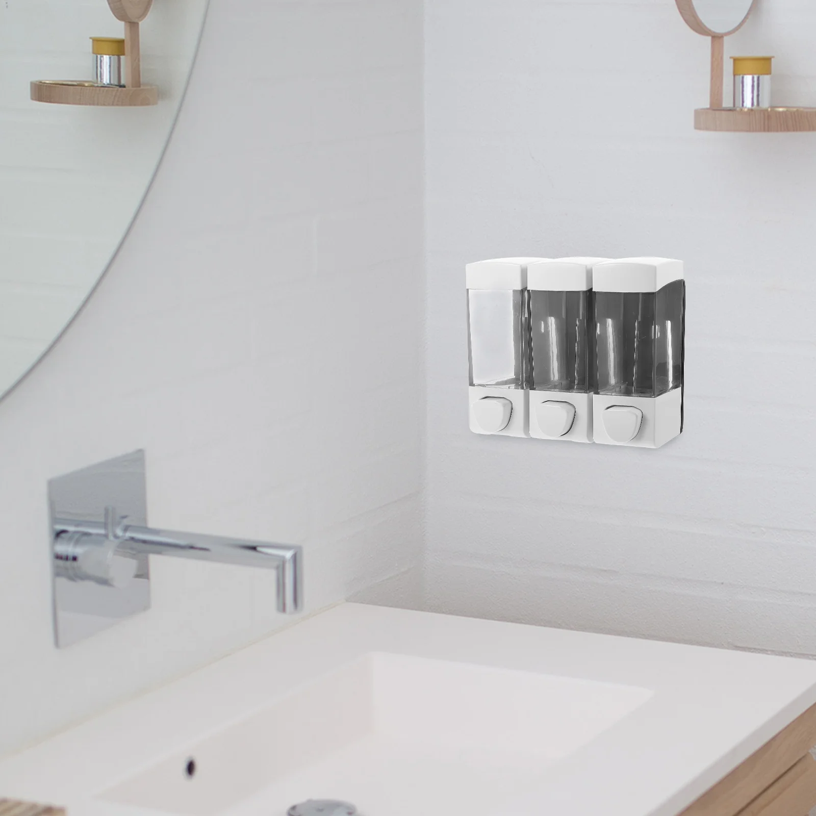 

1 Set of Shower Shampoo Dispenser Soap Dispenser 3 Chamber Shower Pump Soap Dispenser Shampoo Box