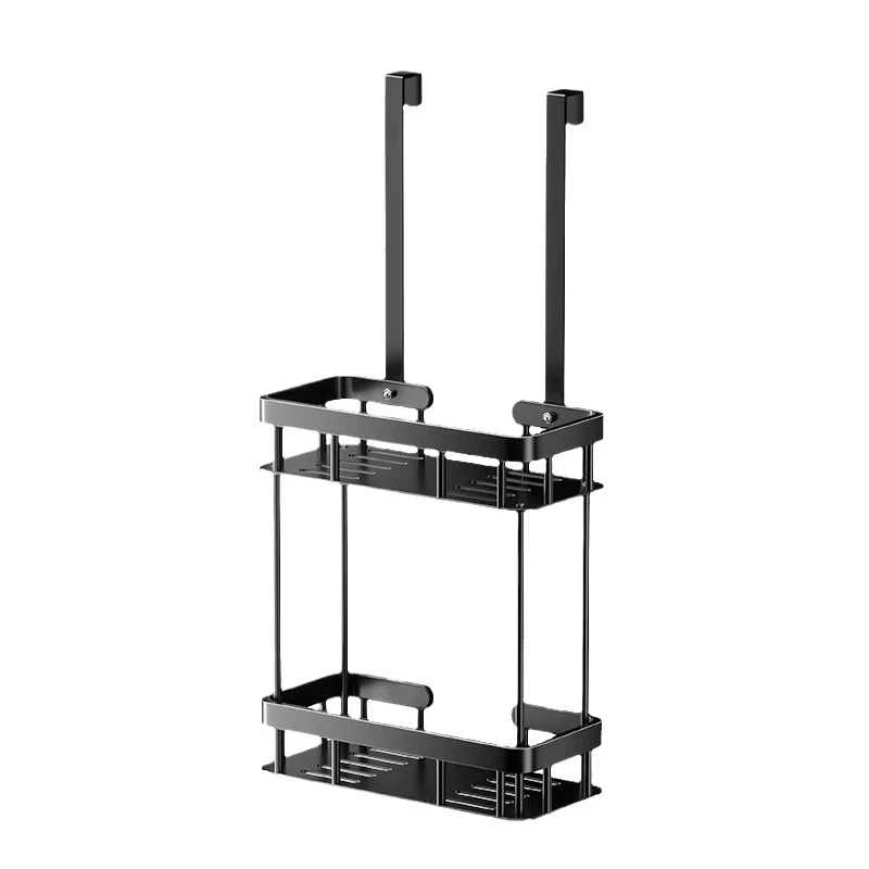 1 2tiers Bathroom Punch Free Wall-mounted Storage Rack Shower Room Over The Door Toiletries Organizer Bathroom Hanging Shelf