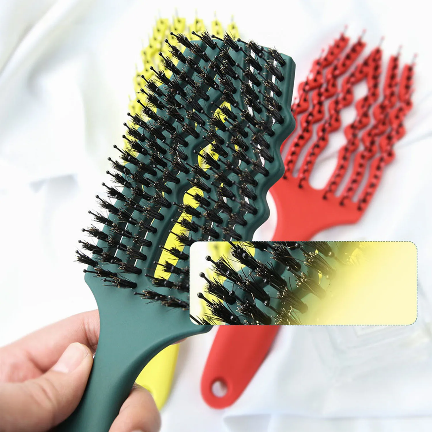 Boar Bristle Detangling Hairbrush for Smooth, Knot-Free Hair