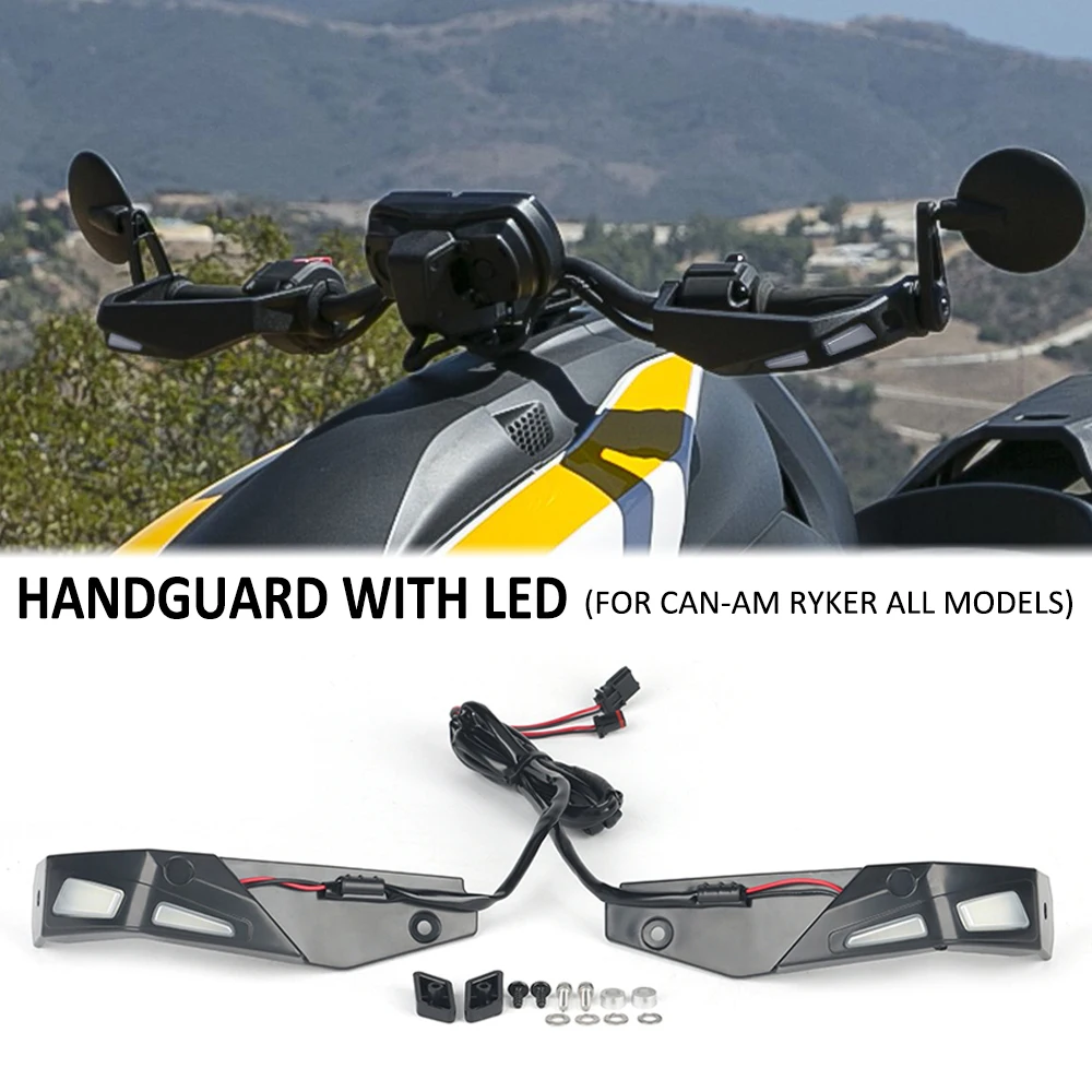 

For Can-Am Ryker 600 900 Sport Rally All Models Accessories Hand Guard Handguard Handlebar Protector Kit With LED Lights Lamps