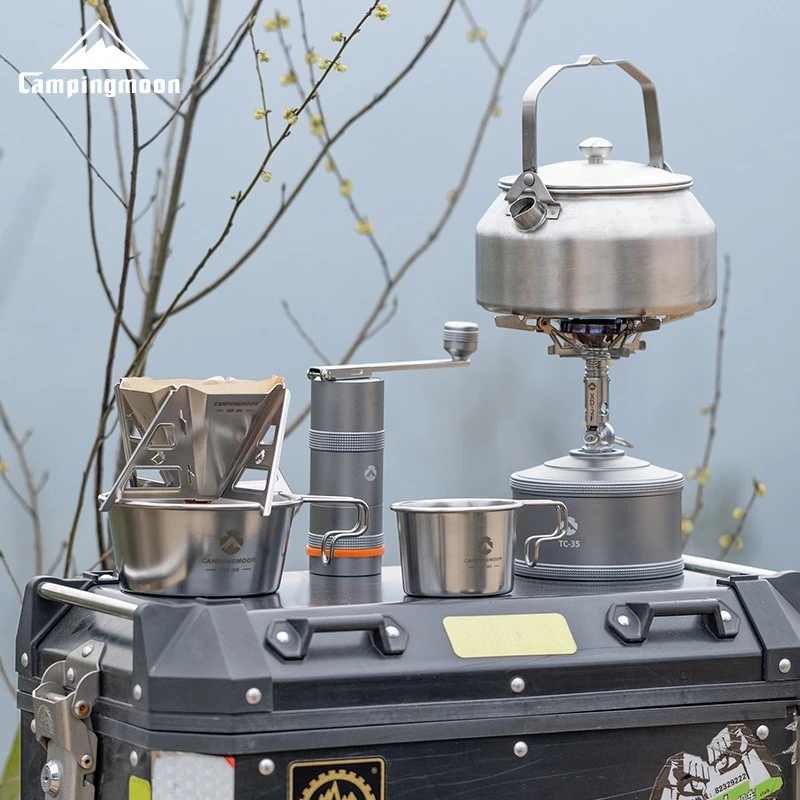 CAMPINGMOON Outdoor Camping Hand Brewed Coffee Grinder, Hand Cranked Coffee Mill, Stainless Steel Grinding Core 3