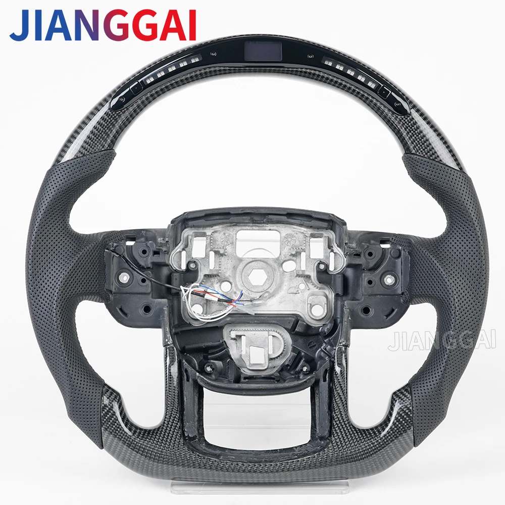 LED Carbon Fiber Perforated Leather Sport Car Steering Wheel Fit For LAND ROVER Discovery 2019-2022/Range Rover Velar 2017- 2020