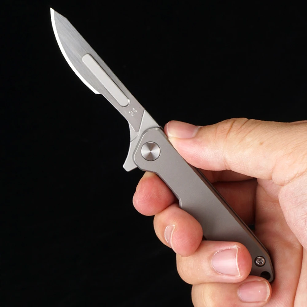 Titanium Alloy Utility Knife Quick Opening Edc Folding Pocket Knives