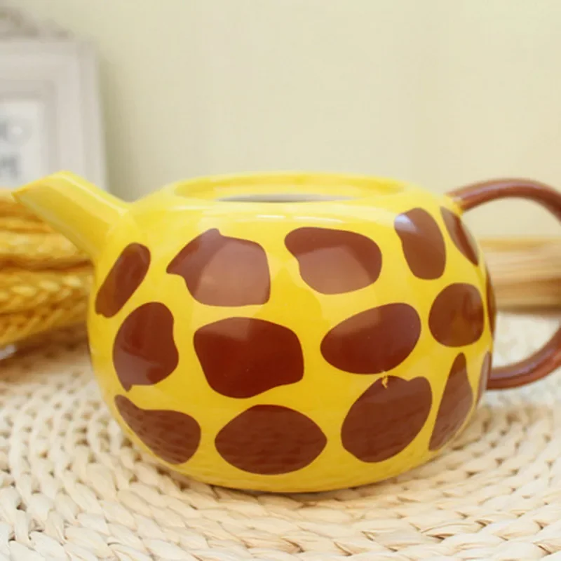Niedliche Giraffen-Kaffeetasse – 400 Ml, Keramik, Mit Deckel & Löffel, Spülmaschinengeeignet, Gelb