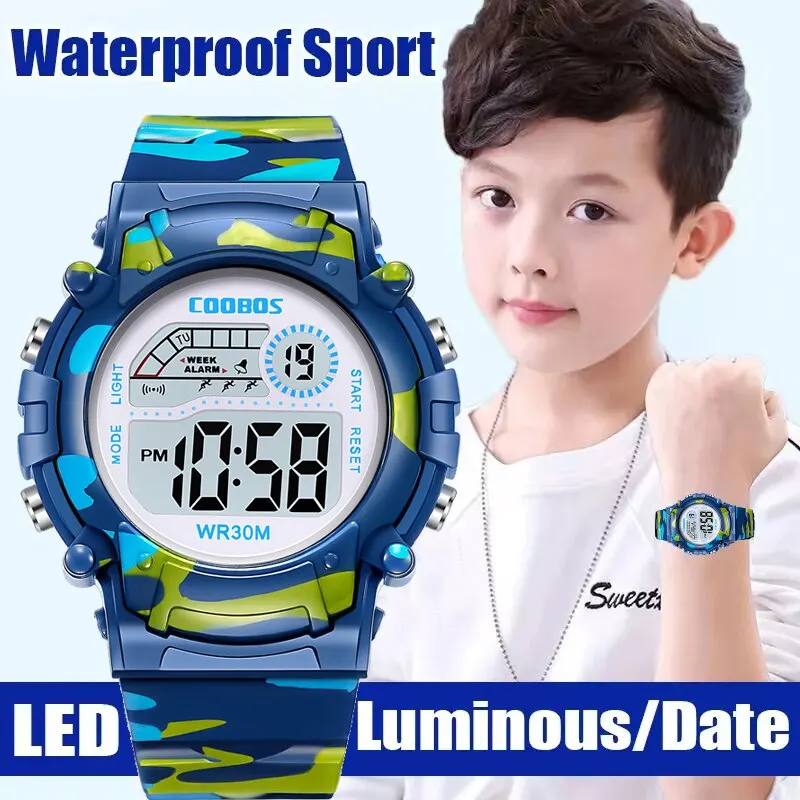 Nouvelle montre militaire pour enfant garçon fille Sport numérique enfants montres alarme Date lumineux étanche montres étudiant horloge électronique