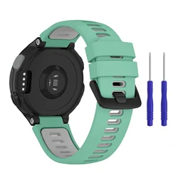 Dual - Tone Silicone Sport Watch Band Replacement Strap - Forerunner 735XT (Tealic grey)