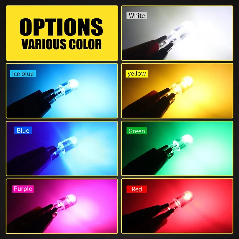 LED Bulbs AILEO T10 LED W5W Lights Canbus Glass COB 6000k Reading Dome Marker Wedge License Plate Lamp Bulb 168 194 192 DC 12V White Red