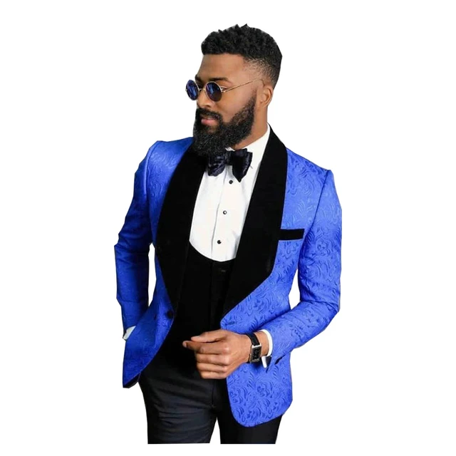 Classic Royal Blue Floral Slim Fit Custom Made Mens Suits 2024 Wedding  Suits For Groom Tuxedos 3 Pieces Groomsmen Suits Best Man