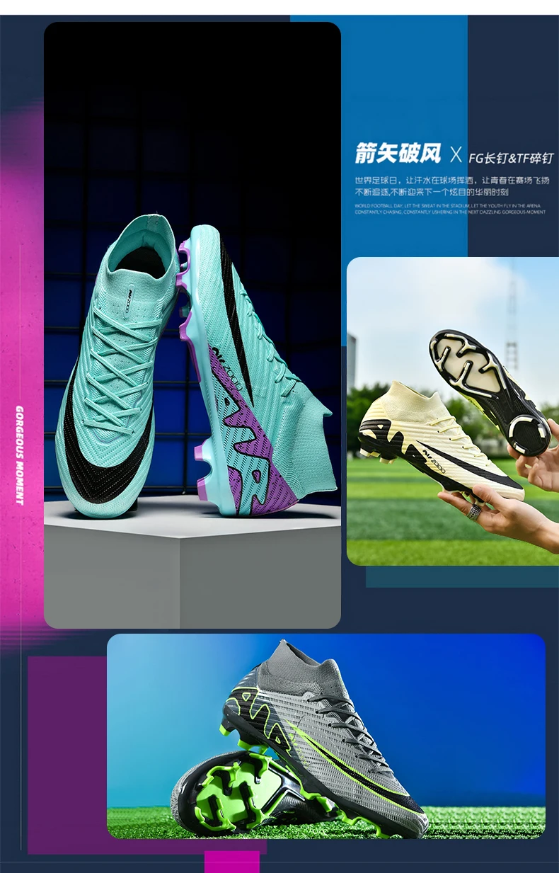 Description Picture 5 of itemProfessional Men Football Shoes Society Cleats Fast Soccer Shoes Grass Training Football Field Boots Non Slip Sneaker Original