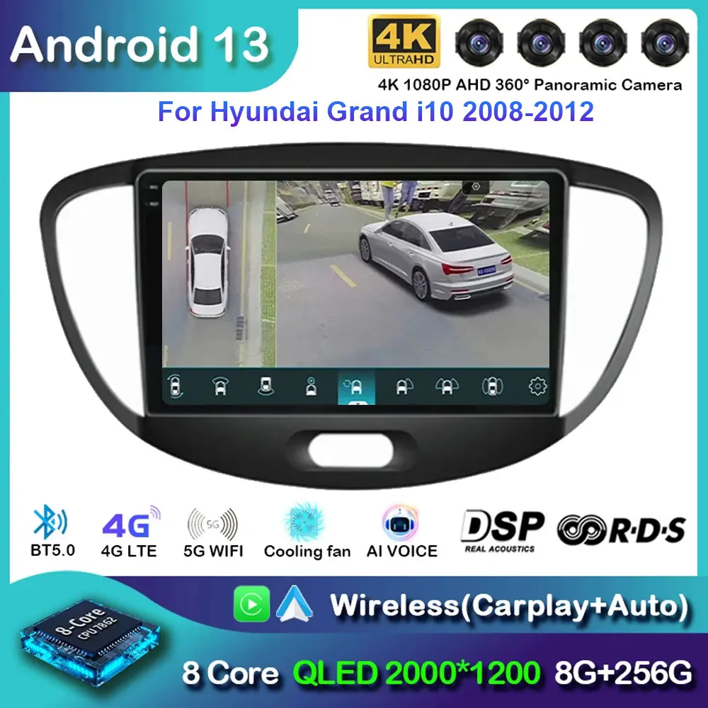 

Автомагнитола на Android 13 для Hyundai i10 2007-2013, мультимедийный видеоплеер с GPS, 4G, Carplay, автомобильное стерео, DVD, QLED, IPS, головное устройство