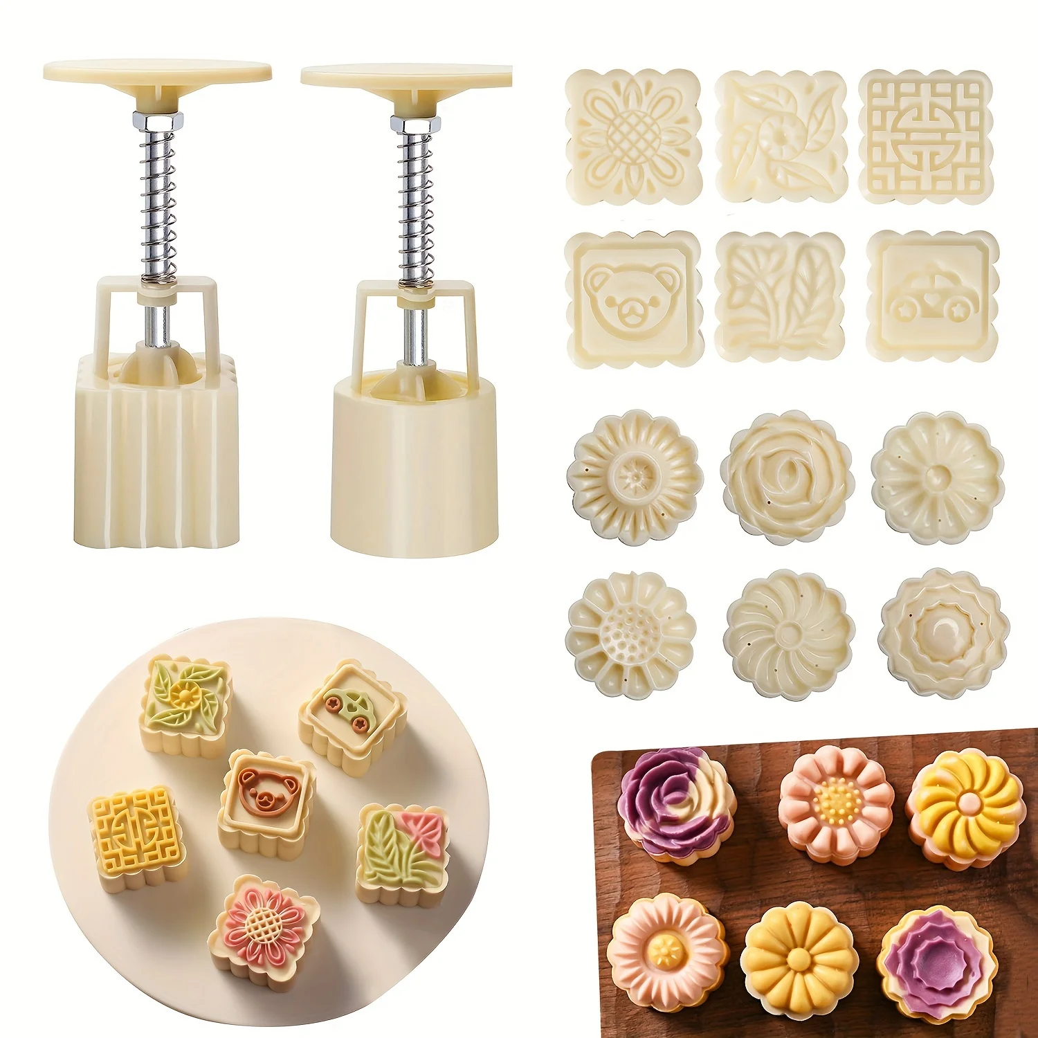 Cake Decorating Tools Cake Baking Mold Cannoli Tubes Baking Molds Moon Cake Mold 2 pc Mold 12 pcs Stamps Flower Round Square Shaped Cookie Mold DIY Hand Pressure Cookie Stam