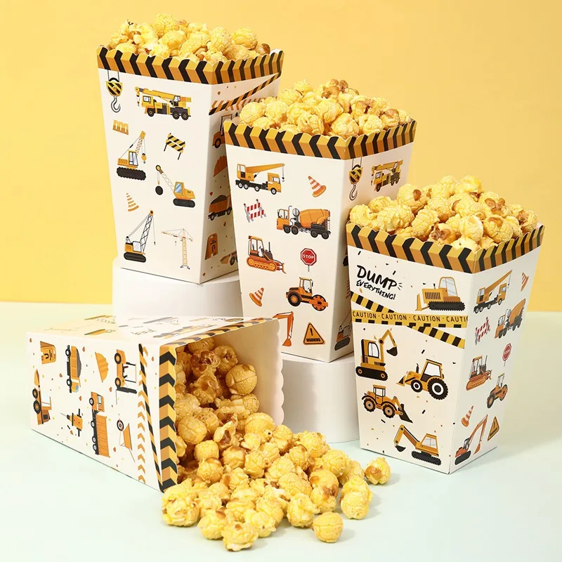 Baufahrzeug Popcornbox Süßigkeiten-Geschenkbox Bau-Thema Geburtstagsparty-Dekorationen Partyzubehör