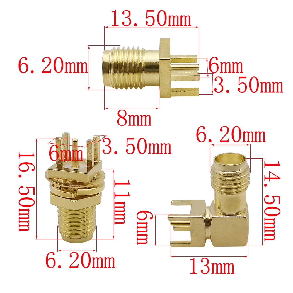Vecys 10 Pezzi SMA Femmina Connettore SMA PCB Pannello Connettore Con Montaggio Su Bordo Con 4 Pin Connettore Diritto - Foto 2
