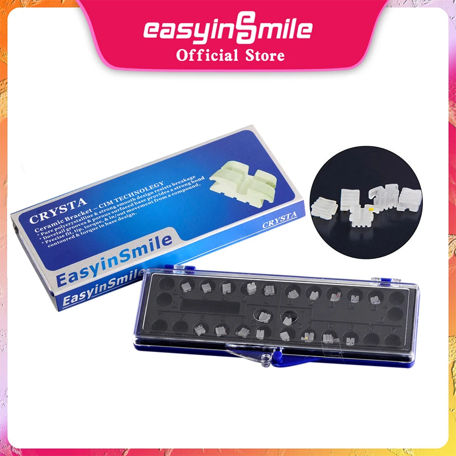 Easyinsmile 20PCS Dental Material Ortho Ceramic Bracket Clear Braces High Quality Roth / MBT 3/345 022
