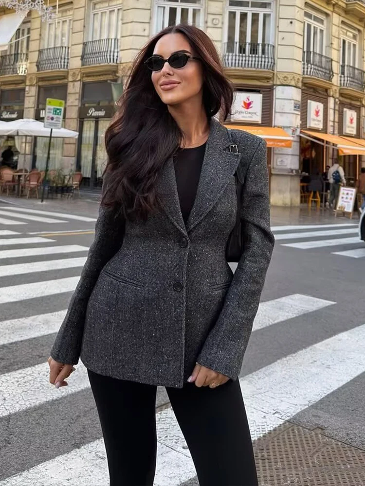 Women's Suit Pants Two-Piece Set Elegant Long Sleeve Blazer Coat + Straight-Leg Pants 2 Pieces Sets Streetwear Chic Woman Outfit