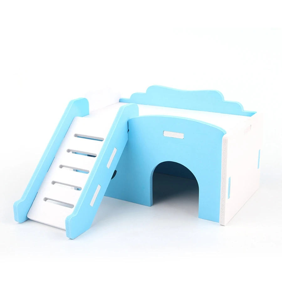 Pet Hamster Toys 1pc Splicing House Slide Golden Bear Villa Scenery Relaxation Toy
