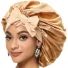 Custom Logo Women'S Satin Bonnet With Wide Stretch Ties Band Long Tail Bonnet Satin Cheveux Nuit Silk Sleeping Night Cap Bonnets 1