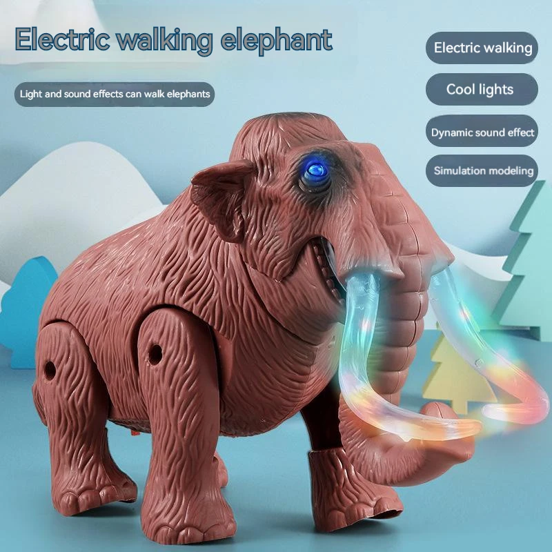 

Children's Electric Cartoon Toys Simulation Mammoth With Lights And Screams Walkable Electric Mammoth Model Toys