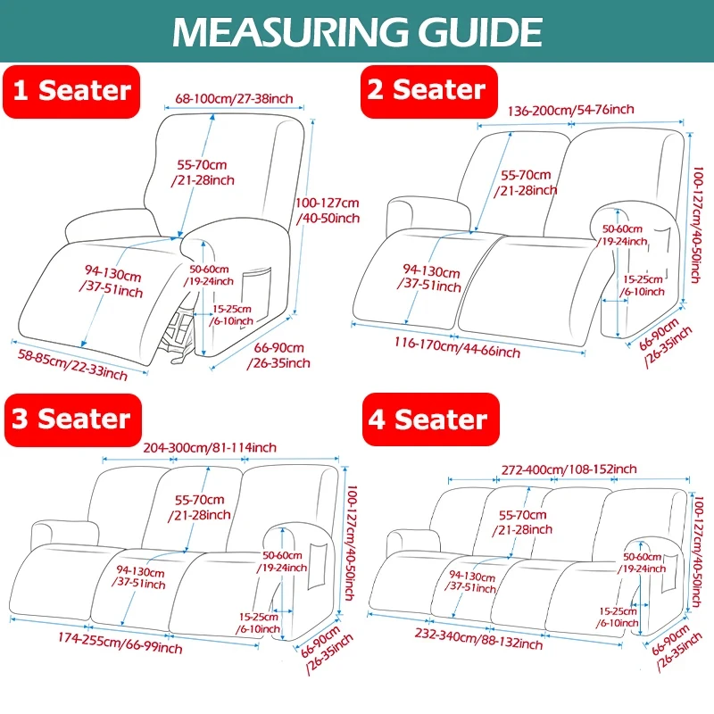 1/2/3/4 Seater Soft Velvet Recliner Sofa Cover Relax Armchair Slipcover Solid Color Sofa Protector for home Living Room 2