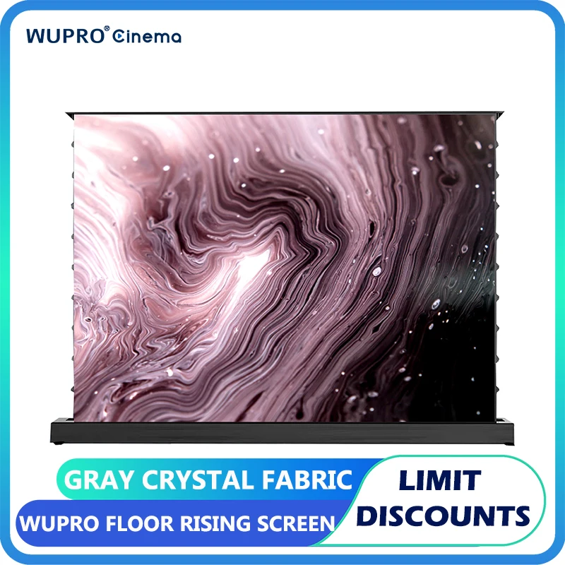 Wupro Electric Floor Rising Screen Gray Crystal Fabric 92-120inch ALR Home Ultra Thin Anti-Light Screens For UST Laser Projector