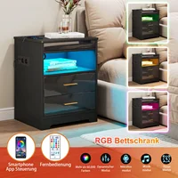 Деревянная прикроватная тумбочка с 2 ящиками/розетками 2 переменного тока/2 USB/открытая полка/0,4 м световая полоса для спальни, гостиной, вилка европейского стандарта