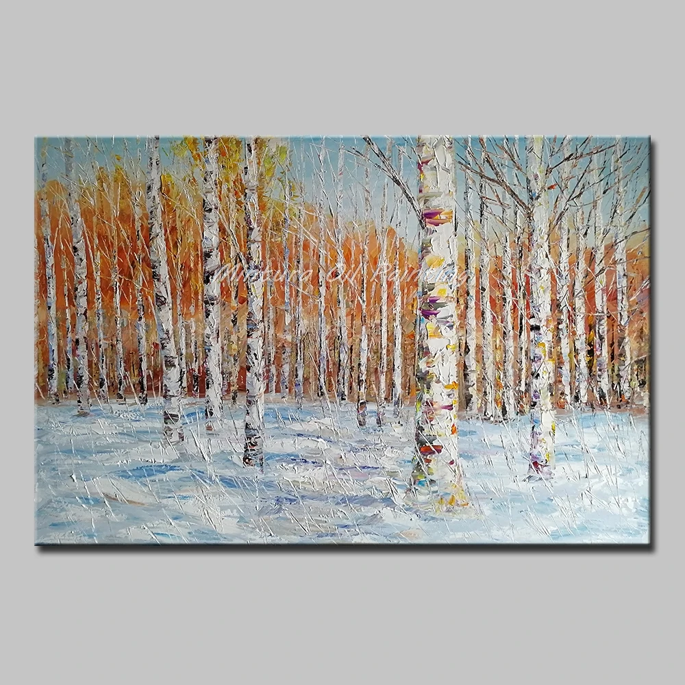 

Mintura Handpainted Oil Painting on Canva Modern Abstract Art Painting Many Trees in The Forest Plant Draw Hotel Decor No Framed