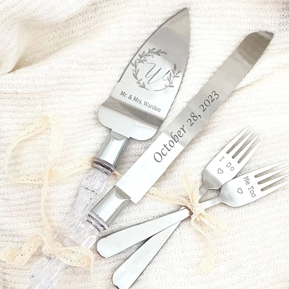 Couteau à Gâteau De Mariage En Acier Inoxydable - Occasion Avec Signes D'Usure