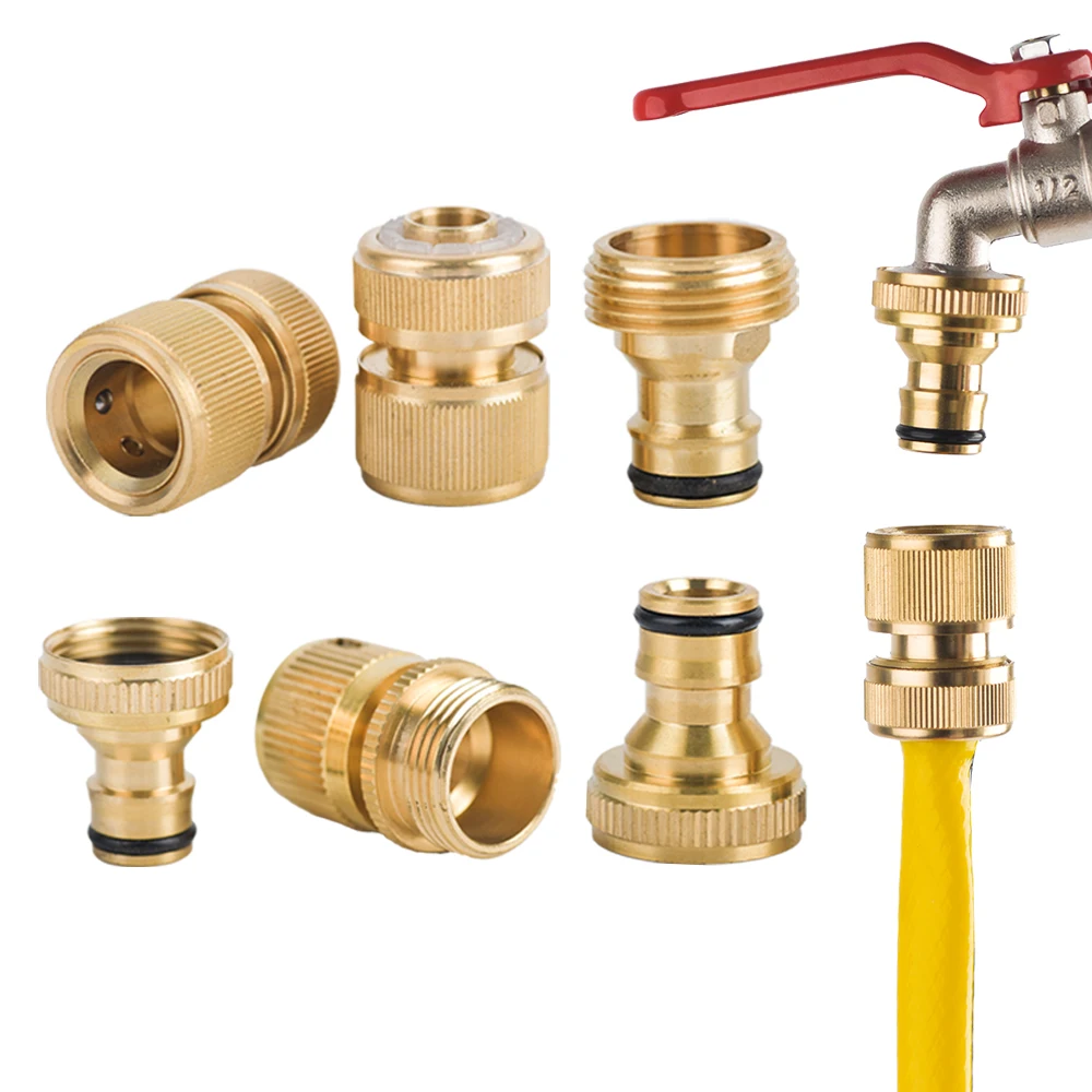 

1/4'' 1/2'' 3/4'' 1'' Drip Irrigation Brass Tap Quick Connecter 16mm 20mm Copper Hose Coupling Tubing Repair Watering Car Wash