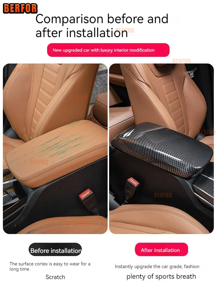 ABS Carbon Fiber Texture Center Console Armrest Cover For BMW X3 X4 F25/F26 2011-2017