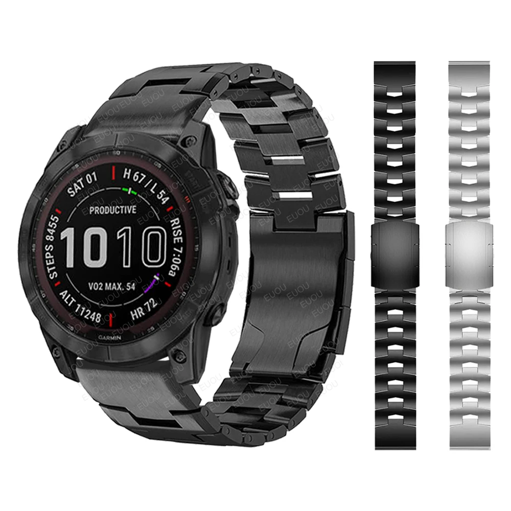 QuickFit 26mm 22mm Titanium Metal Steel Watch Band For Garmin