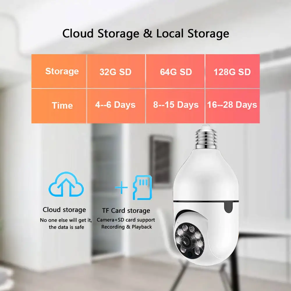 ICSEE 2MP Wifi Bulb Camera With E27 Socket Bulb Indoor Wireless Security Camera Night Vision With Motion Detection 3