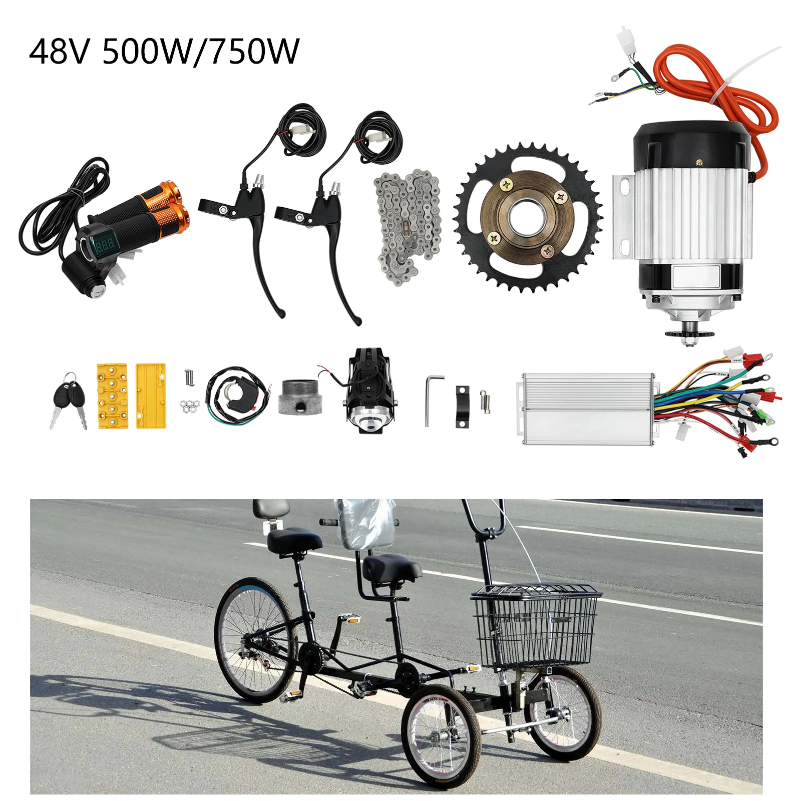 48V 500W/750W Electric Motorized Tricycle Electric Pedicab Motor Kit for Tricycle / Three-Wheeled Bike electric tricycle accessories