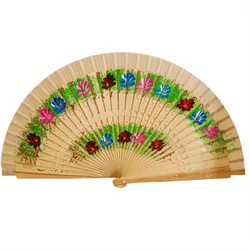 Elegant Wood Handcrafted Spanish Folding Fan - Decorative Dance and Gift Accessory (Wooden Color)