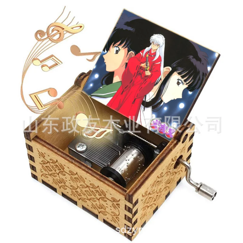 Wooden Music Box Hand Cranked Mini Music Box Painted Inuyasha Boutique Gift Birthday Gift
