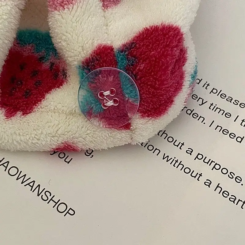 Cute Strawberry Print Hair Towels Microfiber Water Absorbent Coral Fleece Quick Drying Soft Cap Students Dormitory Turban microfiber towel hair towel