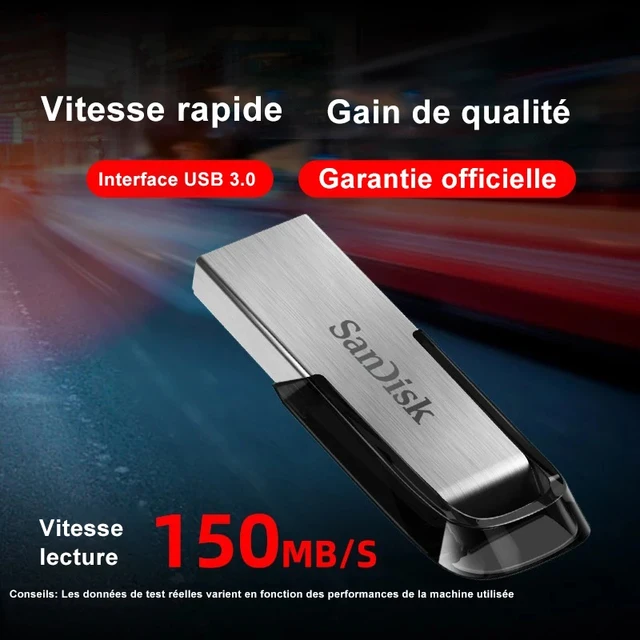 Sandisk Clé USB 3.0 128 Go haute performance jusqu'à 150 Mo/s