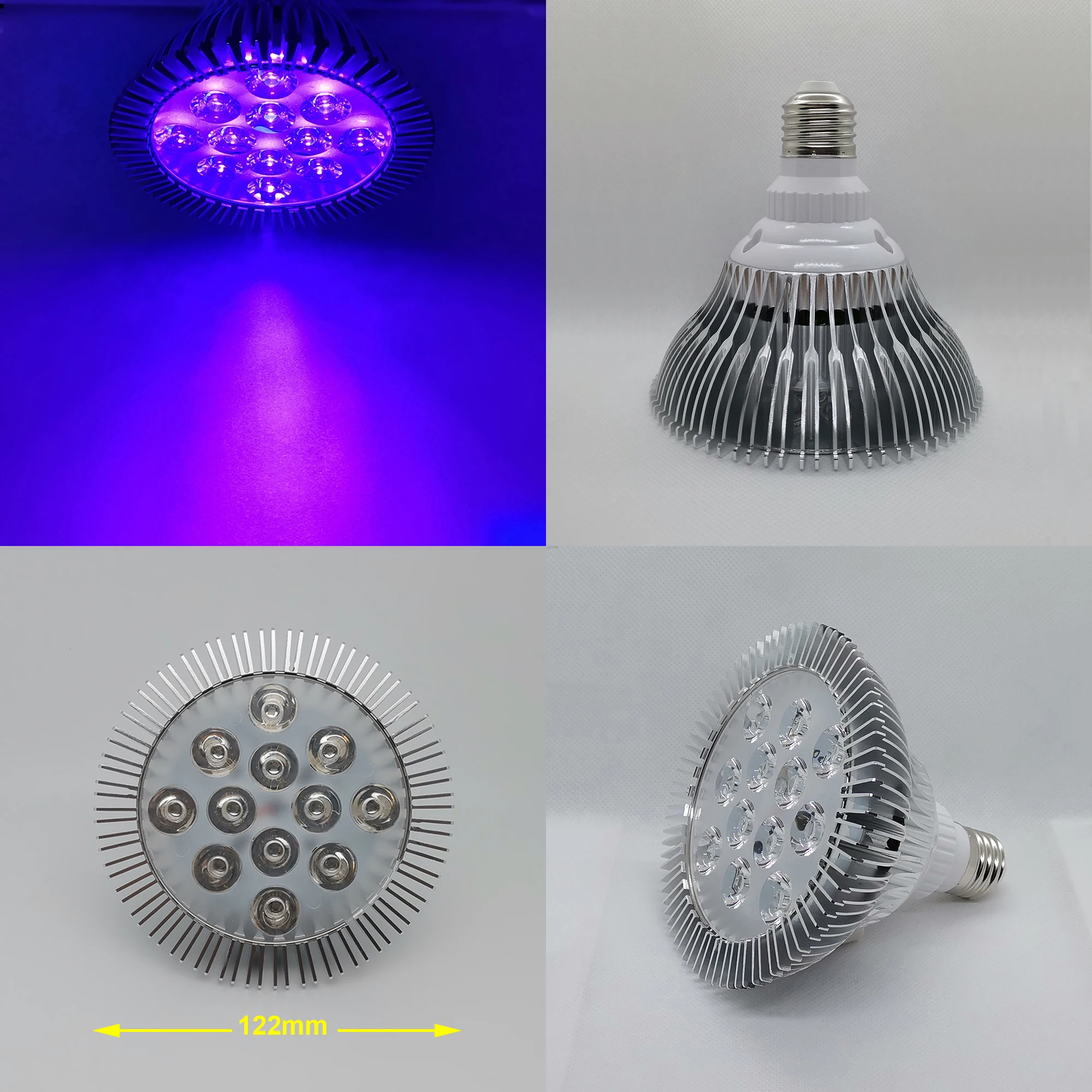 12W / 24W 395nm~400nm PAR38 UV Purple LED Lamp Spot Light Bulb for Curing Aquarium