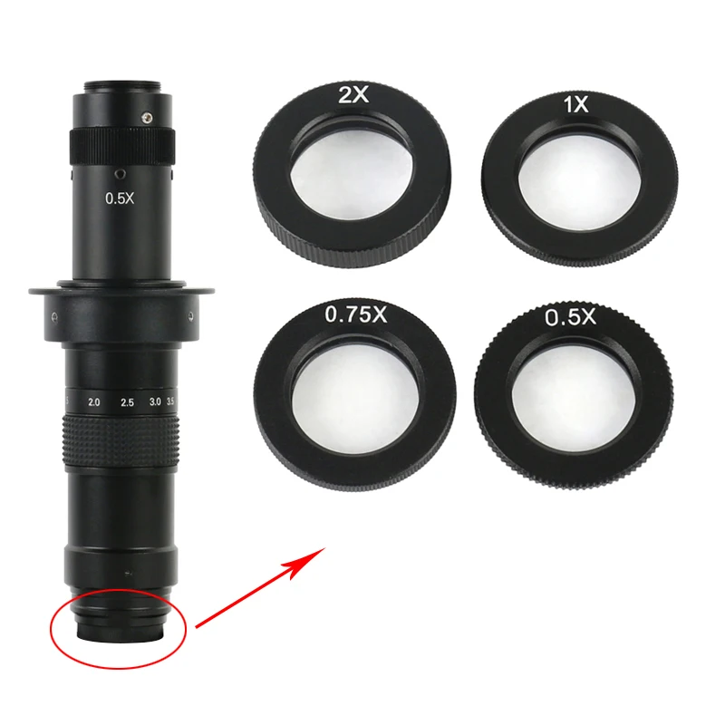 0.5X 0.75X 1X 1.5X 2.0X Barlow Вспомогательный объектив 180X 300X Zoom C-mount прецизионный