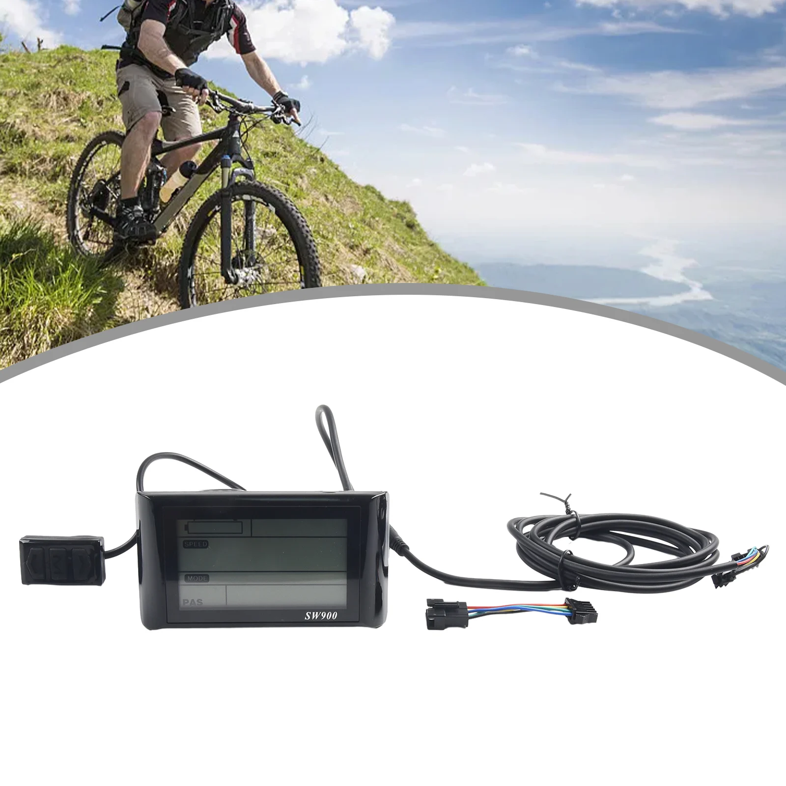 

1PC Cycling SW900 LCD Display E-Bike Electric Bicycle Scooter Meter Control Panel 24/36/48V Black Cycling Equipment