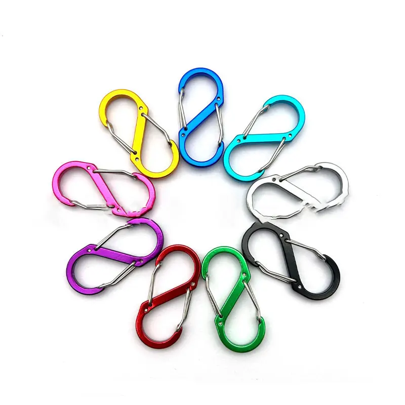 8-shaped Mountain-climbing Buckle Aluminum Alloy Double-end Steel Wire Carabiner Clips 1pc5