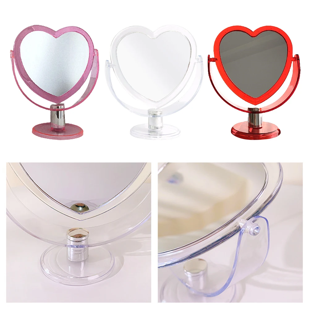 Makeup mirror acrylic mirrors INS Korean Style Heart Shaped Cosmetic Mirror Acrylic Transparent Base Makeup Mirror Double Side Home Bedroom Desktop