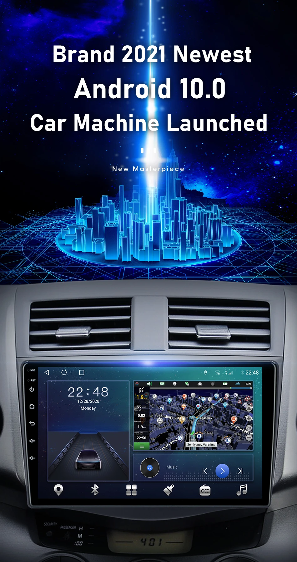 Radio con GPS para coche, reproductor Multimedia con Android 10,0, 9 pulgadas, 2Din, DSP, 4G, WIFI, DVD, estéreo, para Toyota RAV4, Rav 4, 2005-2013