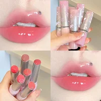 Floral Mirror Glass Solid Lip Gloss Water Light Round Tube Lipstick Clear Oil Jelly Lip Glaze Natural Nude Moisturizing Lip Tint 2