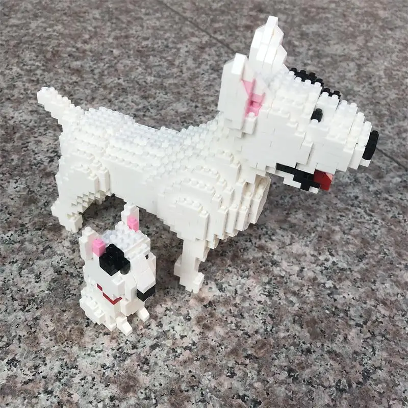 2in1 Balody Mini Blocks Toy Animal American Pit Bull Terrier Dog Small Bricks Kids Gifts Girls Christmas Present Pet Shop