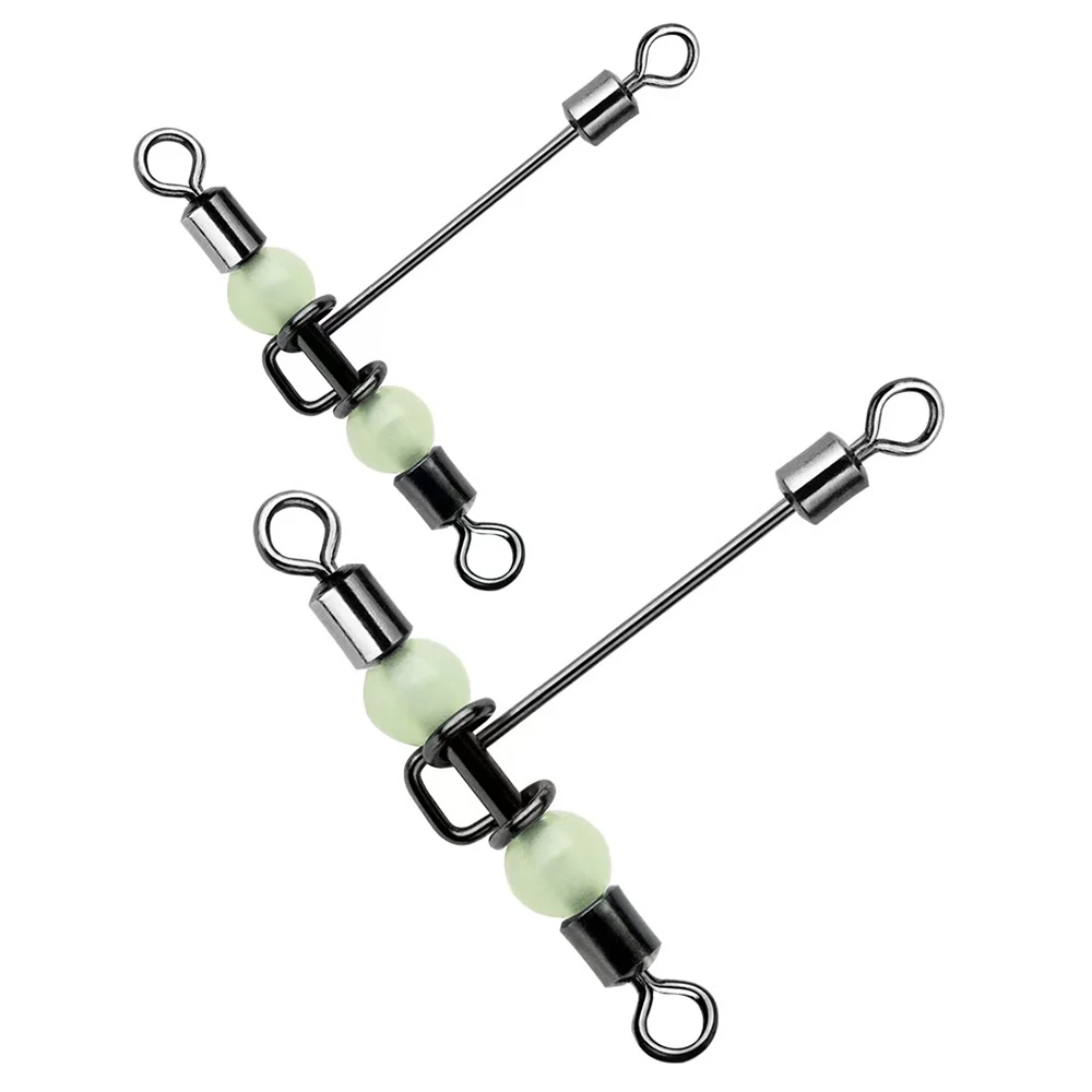 Fishing 3-Way Connector 10Pcs Stainless Steel Bait T-Shape Quick Connector Luminous Anti Entanglement Fishing Gear Accessories