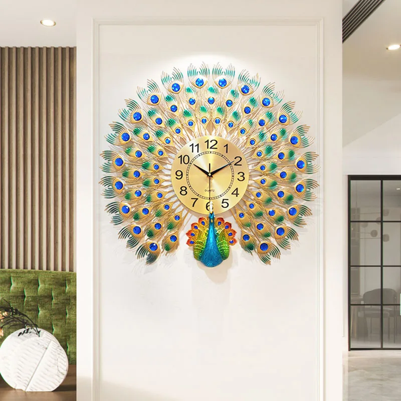 

Metal Big Minimalist Wall Clock Kitchen Nordic Mechanism Rustic Gold Wall Clock Digital Peacock Wand Deko Home Decor WW50WC