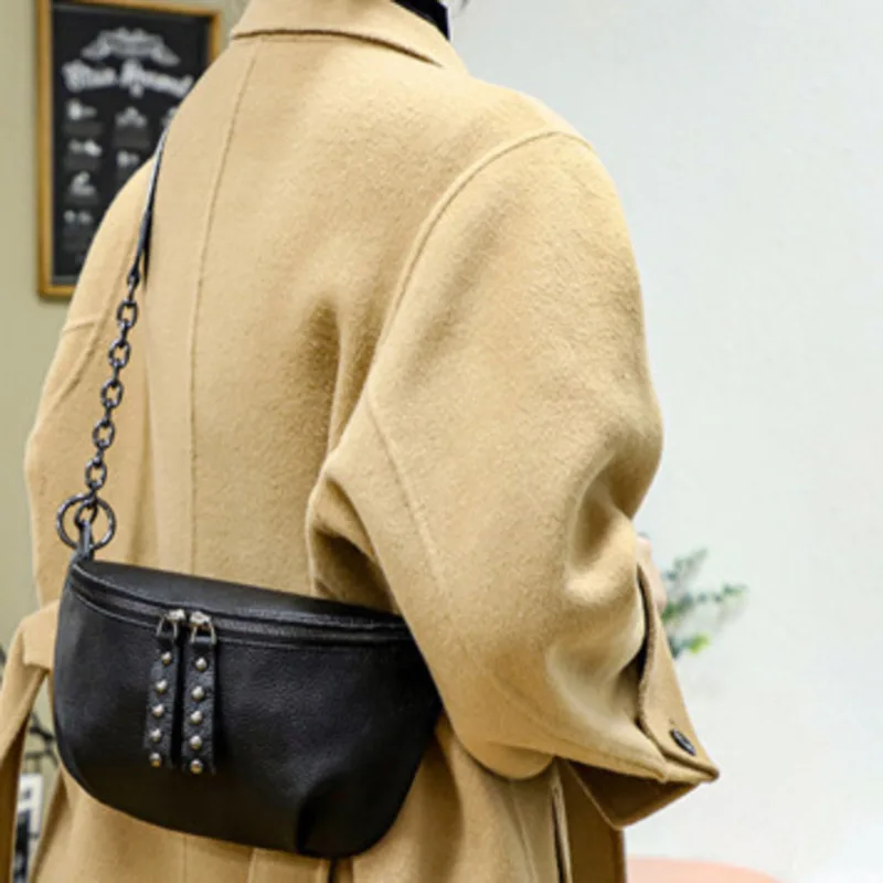 Cowhide Top Shoulder Layer Single Bag Fashion Crossbody Chain Zipper Handbag For Woman High-Quality Messenger Versatile Luxury
