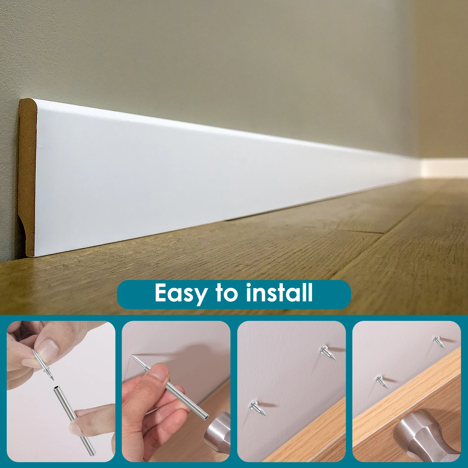 Double-Head Seamless Installation Nail with Sleeve Metal Nails for Skirting Thread 100-500Pcs